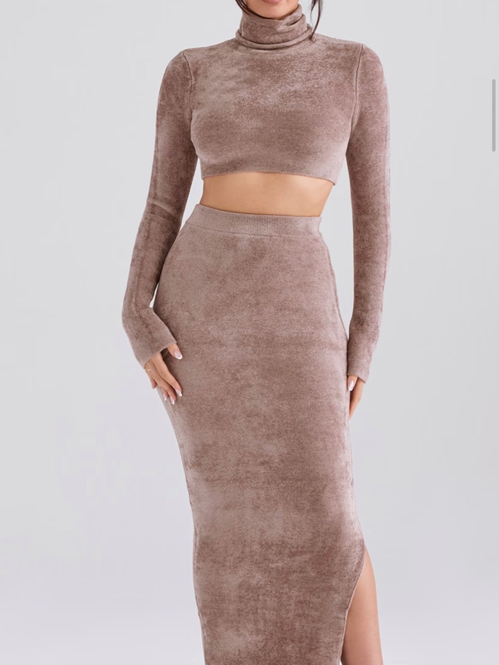 House of CB Taupe Fitted Maxi Skirt and top